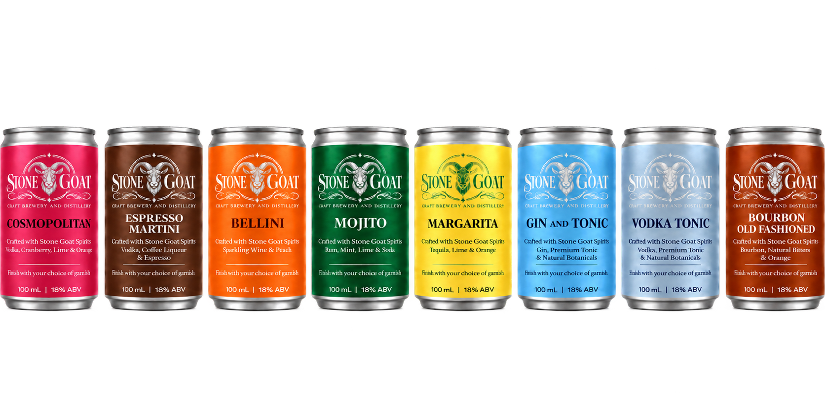 Stone goat Craft brewery and kitchen canned cocktail collection